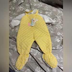 Vintage Cradle Togs yellow overalls and shirt 0-6 months